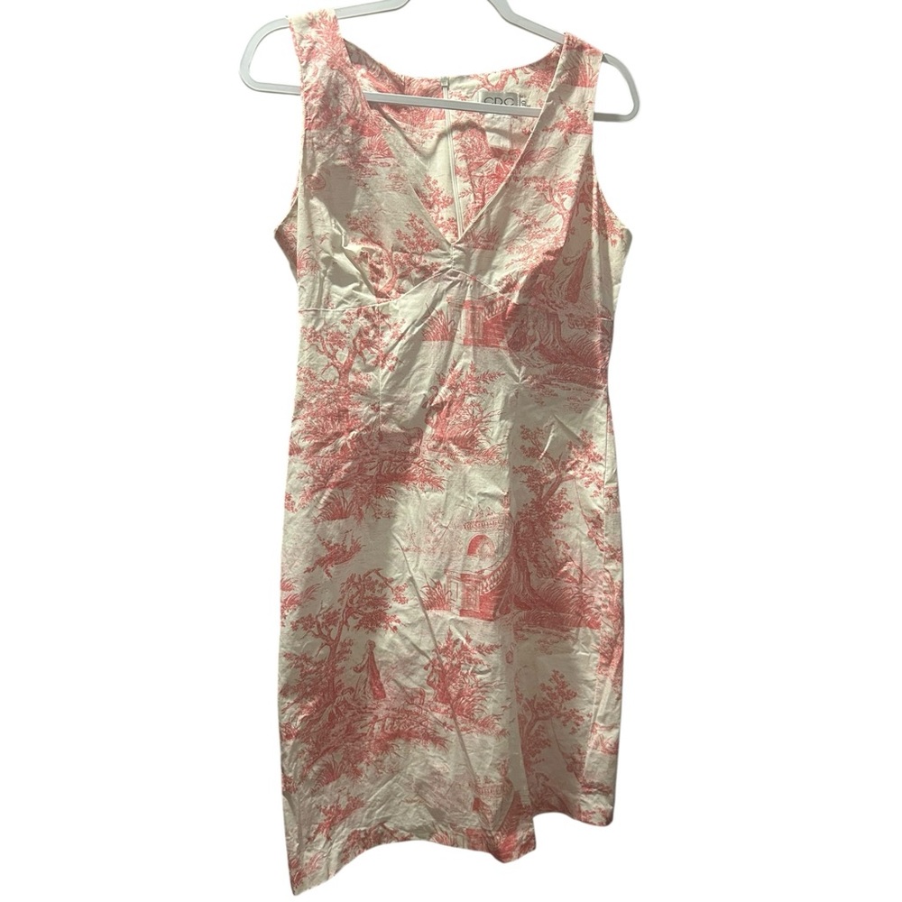 CDC Asymmetrical Pink and Green Vintage Sheath Dress